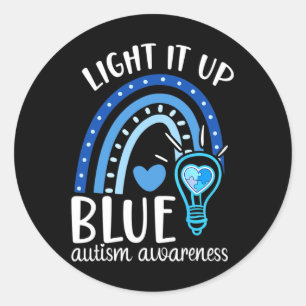 Adesivo Redondo Acenda-O Azul Autismo Teto Eu Visto Azul Para Auti