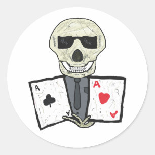 Adesivo Redondo Aces do Jogador de Poker
