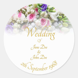 Adesivo Redondo Acessórios de Casamento - Noiva com casamento col