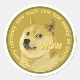 Adesivo Redondo Acessórios de Dogecoin o Shiba Chatty Inu