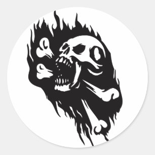 Adesivo Redondo Acessórios de Festa Tema Piratas Caveira Gritando