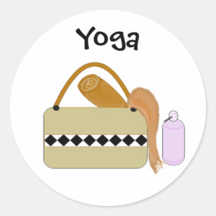 Adesivo Redondo Acessórios de Yoga Fofos