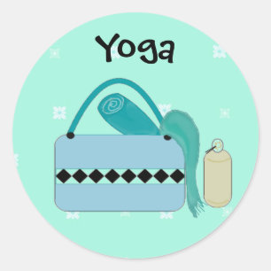 Adesivo Redondo Acessórios de Yoga Fofos