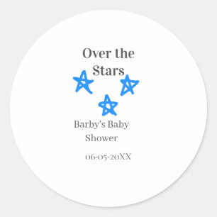 Adesivo Redondo Acima das Estrelas azul cinza baby shower nome dat