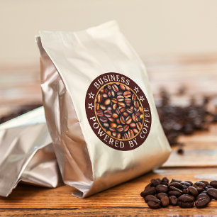 Adesivo Redondo Acionado pelo Café Adicione o Nome da Sua Empresa