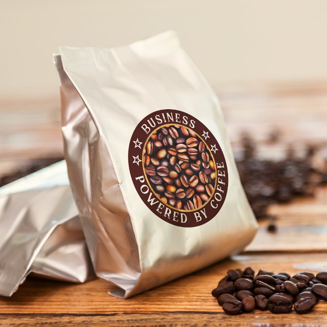 Adesivo Redondo Acionado pelo Café Adicione o Nome da Sua Empresa (Criador carregado)