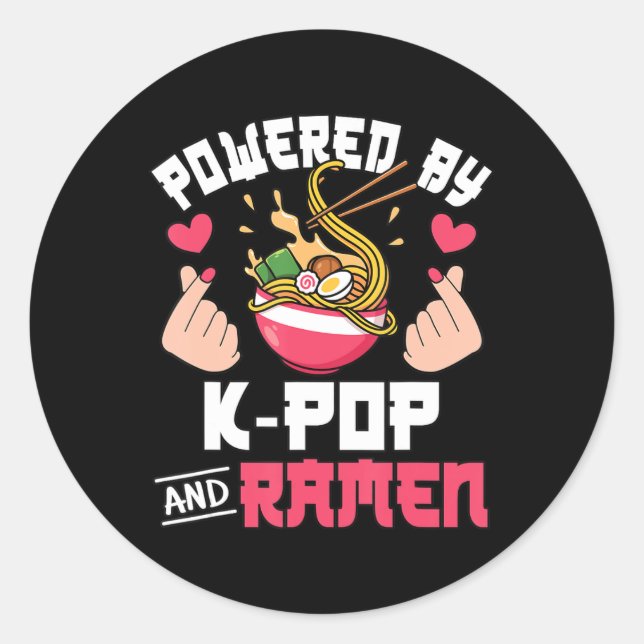 Adesivo Redondo Acionado Por K-Pop E Ramen Cute Music Anime L (Frente)