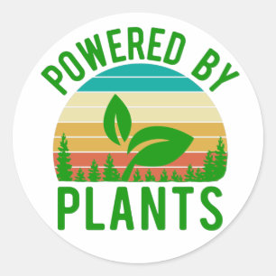 Adesivo Redondo Acionado Por Plantas Engraçadas Vegan Vintage Sun