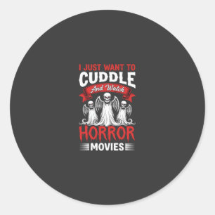 Adesivo Redondo Aconchegar e Assistir Filmes de Terror Esqueleto H