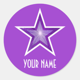 Adesivo Redondo Acondicionador circular Purple Star 'Name' roxo