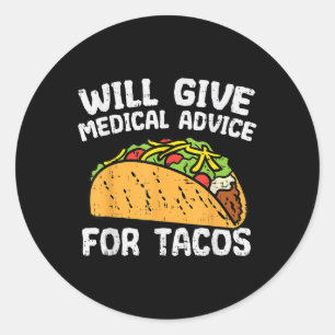 Adesivo Redondo Aconselhamento Médico Para Tacos Cinco Mexicanos D