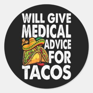 Adesivo Redondo Aconselhamento Médico Para Tacos Cinco Mexicanos D