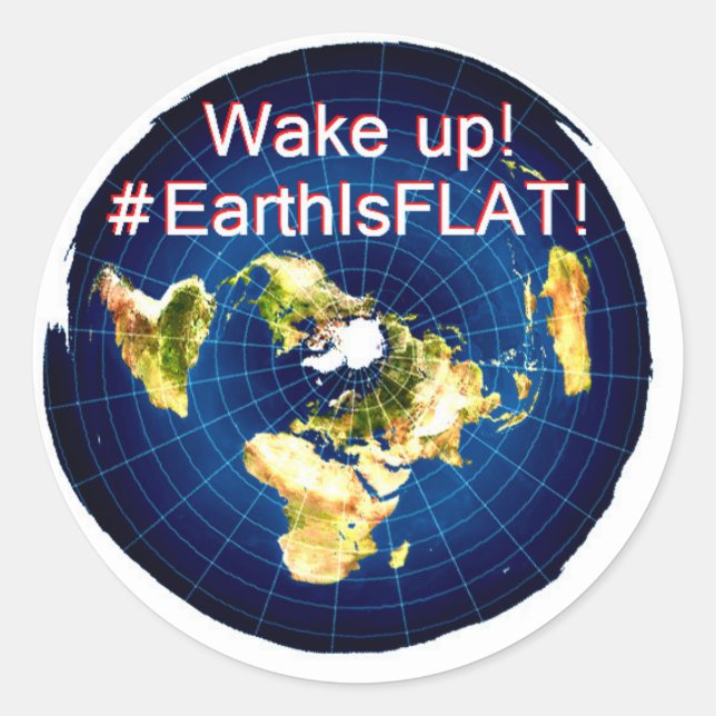 Adesivo Redondo "Acordar! #EarthIsFLAT!" (Frente)