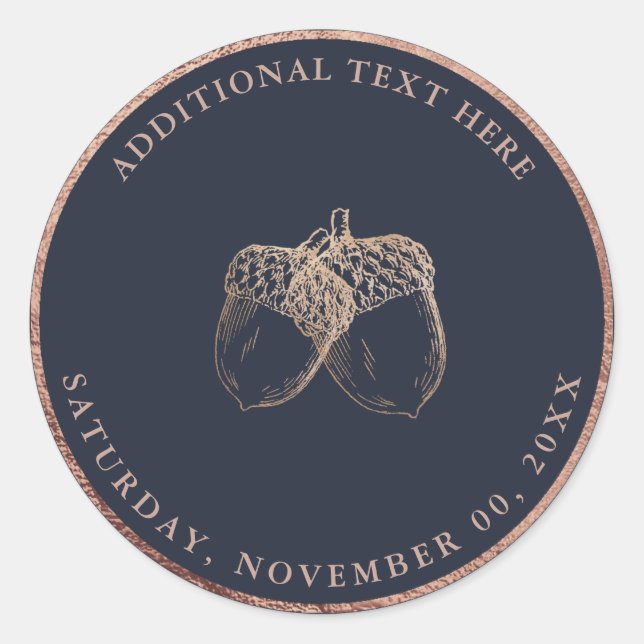 Adesivo Redondo ACORNS DOURADOS do ROSA FAUX do PixDezines|FACE AO (Frente)