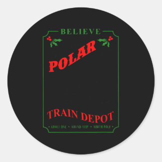 Adesivo Redondo acredite em todos os trens polar express