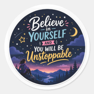 Adesivo Redondo Acredite em Você Inspirador Motivacional