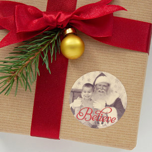 Adesivo Redondo Acredite na Foto de Férias do Papai Noel em Letra
