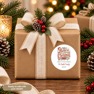 Adesivo Redondo Acredite na Magia do Natal Personalizado