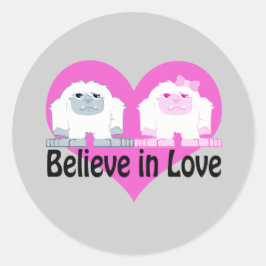 Adesivo Redondo Acredite no amor! Yetis Cute