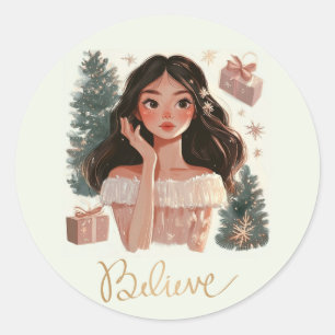 Adesivo Redondo Acredite no Magic Sticker Natal