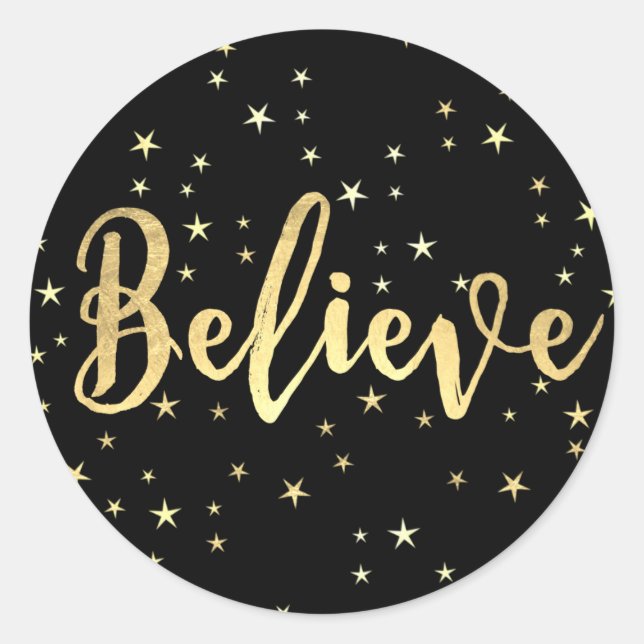 Adesivo Redondo Acreditem no Dourado Foco de Envelope de Natal ou (Frente)