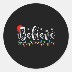 Adesivo Redondo Acreditem no Natal da família de pijamas do Papai