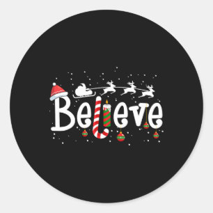 Adesivo Redondo Acreditem no Natal, Santa Claus Reindeer Candy Can