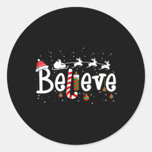 Adesivo Redondo Acreditem no Natal, Santa Claus Reindeer Candy Can