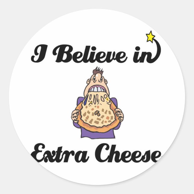 Adesivo Redondo acredito em queijo extra (Frente)