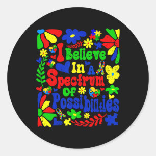 Adesivo Redondo Acredito Num Espectro De Possibilidades Autismo Aw