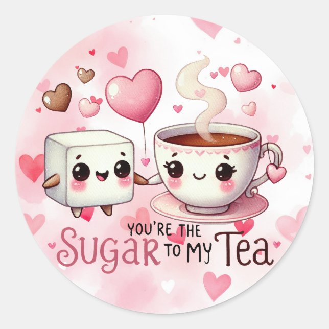 Adesivo Redondo Açúcar Bonito De Dia de os namorados Para O Meu Ch (Frente)