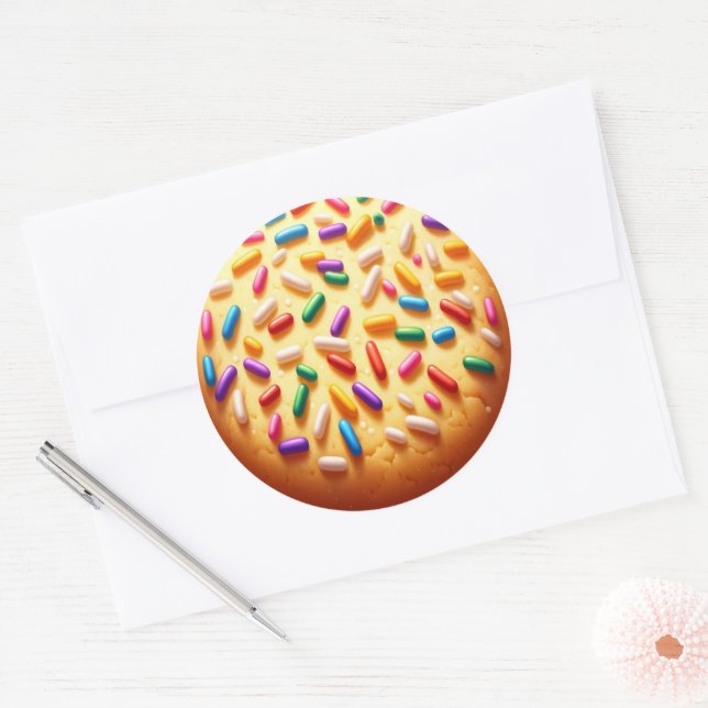 Adesivo Redondo Açúcar Cookie com Sprinkles (Envelope)
