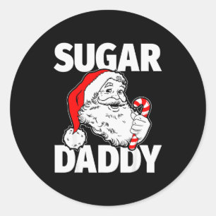 Adesivo Redondo Açúcar Vintage Papai Noel Cane de Açúcar Adulto C