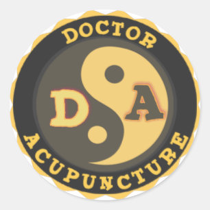 ADESIVO REDONDO ACUPUNTURA DO MÉDICO DA FLOR DO LOGOTIPO YIN YANG