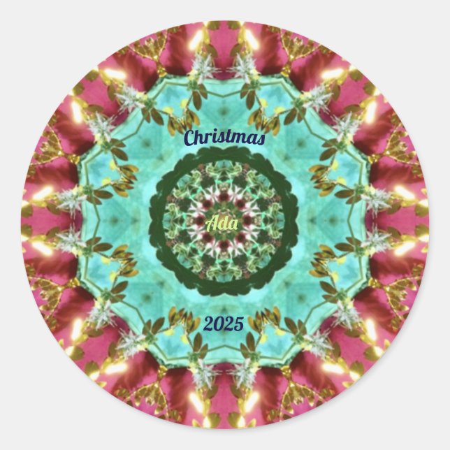 Adesivo Redondo ADA ~ CHRISTMAS 2025 ~ WOW! Verde Vermelho Dourado (Frente)