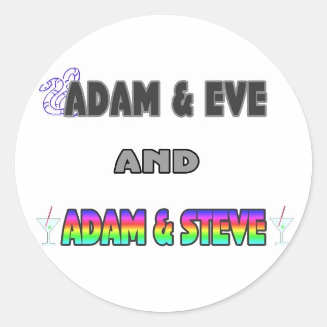 Adesivo Redondo Adam & Eve & Adam & Steve (Frente)