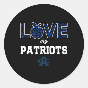 Adesivo Redondo Adams Central Patriots Logo Love My Team Hs