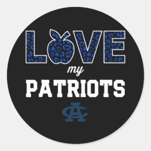 Adesivo Redondo Adams Central Patriots Logo Love My Team HS