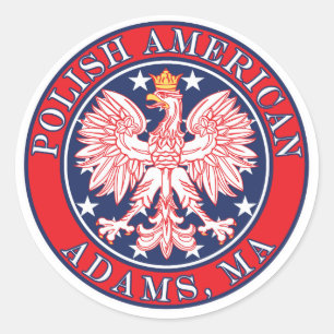 Adesivo Redondo Adams Massachusetts Polonês