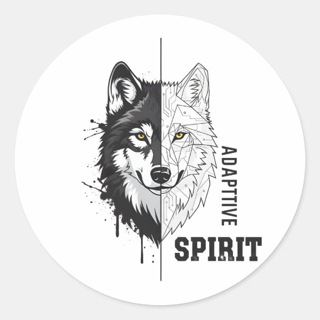 Adesivo Redondo Adaptive Spirit Wolf Round Sticker (Frente)