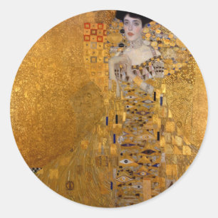 Adesivo Redondo Adele, A Senhora no Dourado - Gustav Klimt