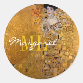 Adesivo Redondo Adele, Senhora em Ouro por Gustav Klimt, Monograma