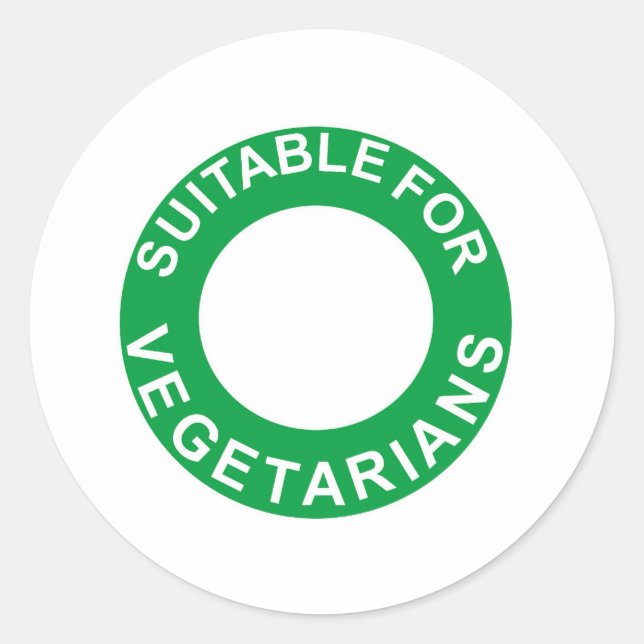 Adesivo Redondo Adequado Para Vegetarianos (Frente)
