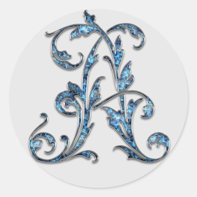 Adesivo Redondo adereços de monograma inicial A (Frente)