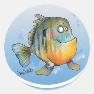 Adesivo Redondo adereços de peixe-sol de desenho animado