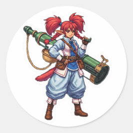 Adesivo Redondo Aderente Aventureiro de Fantasia Empunhadora de Ca