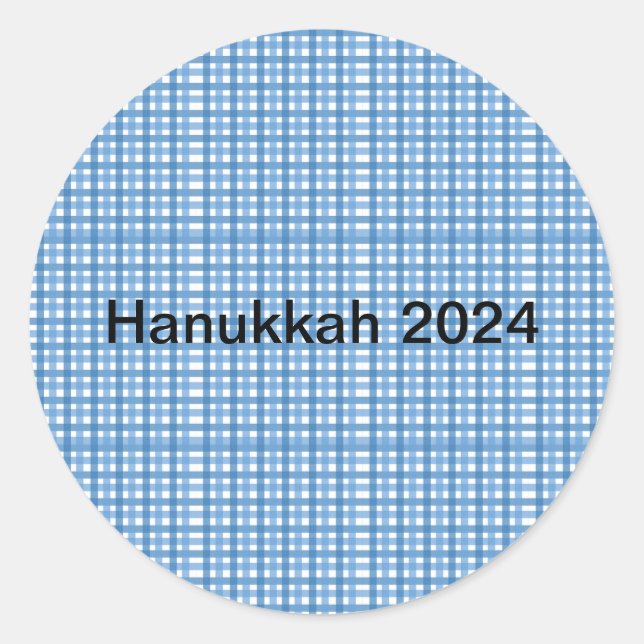 Adesivo Redondo Adesivo/Selo de Envelope Xadrez Azul Básico (Frente)