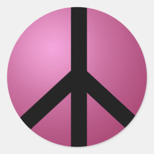 Adesivo Redondo Adesivo, Sinal de Paz Rosa e Preto