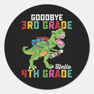 Adesivo Redondo Adeus 3º ano Alô 4º ano T Rex Dinossauro
