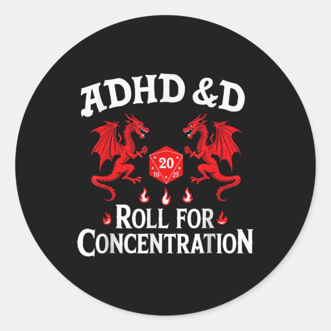 Adesivo Redondo Adhd&amp;d Roll Adhd Para Concentração (Frente)